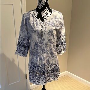 Soft Surroundings Blue and White Floral Tunic